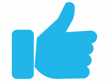 blue graphic of thumbs up 